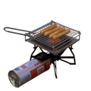 Draagbare gasgrill 13,5 x 13 x 4 cm RVS Camping mini grill Outdoor tafelgrill voor reizen kamperen picknick Zilver 5