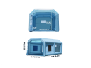 Draagbare opblaasbare tent gesloten werkstation 6,4 x 4,1 x 3 m opblaasbaar blauw met ventilatoren en bevestiging voor lakken 2