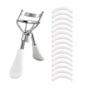 Draagbare wimperkruller 10,7 x 3,5 cm met 15 siliconen pads Roestvrijstalen wimperkruller Wimperkruller Beauty Tool 2