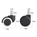 Draaiwielen voor meubels met pen, wieldiameter 50 mm, pen 11 mm, lengte 21 mm, PU-rubber, staal en kunststof, voor stoelen en meubels 4