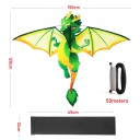 Dragon volant en forme de dragon chinois 150 x 120 cm Dragon vert et jaune avec corde de 50 m Dragon en polyester résistant pour le divertissement 5