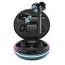 Drahtlose Bluetooth-Ohrhörer mit Mikrofon an einem Arm Leuchtende Ladebox Bluetooth 5.0 Reichweite 10 m Akkulaufzeit 3 bis 5 Stunden Schwarz 2