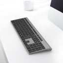 Drahtlose Tastatur mit Ziffernblock für Computer Niedrigprofil-Scherentasten Wiederaufladbarer 500 mAh Akku USB-Empfänger 2,4 GHz Grau-Schwarz 6
