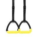 Dreieckige Gymnastikringe 14 x 11 cm Paar mit 2 m Riemen und Schnalle mit gelbem Griffband schwarz für Klimmzüge Calisthenics und Krafttraining 6