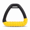 Dreieckige Gymnastikringe 14 x 11 cm Paar mit langen 3 m Gurten und Schnalle schwarz mit gelbem Griffband für Calisthenics und Klimmzüge 3