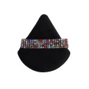 Dreieckiger Puderquaste, 7 x 6,5 cm, Samt-Make-up-Schwamm, Gesichts-Make-up-Tool, bunter Diamantstreifen, Kosmetik-Tool 1