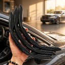 Dreiteiliger Lenkradbezug 37 bis 39 cm mit Karbonmuster Mikrofaserkunstleder Glänzende Oberfläche Für runde und D-Lenkräder im Auto 2