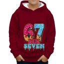 Drenge hoodie med tryk 67 six seven i donut stil over hovedet med lange ærmer og manchetter 5