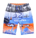 Drenge strandshorts med kamelfarvet mønster J1327 1