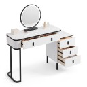 Dressing Table 100 x 125 x 40 cm With Round LED Mirror and Five Drawers Maximum Load of the Table 50 kg White Cosmetic Table with Black Details 3