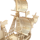 Dřevěné 3D puzzle model Malá loď 17x21x15 cm DIY stavebnice Dekorace na stůl Dárkový dřevěný model Lodní model pro kutily 3