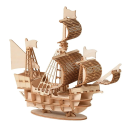 Dřevěné 3D puzzle model Střední lodě 20x18x7.6 cm Montážní stavebnice Loď DIY dekorace na stůl Kreativní dárkové řemeslo 2