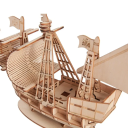 Dřevěné 3D puzzle model Střední lodě 20x18x7.6 cm Montážní stavebnice Loď DIY dekorace na stůl Kreativní dárkové řemeslo 3