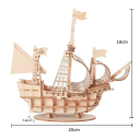 Dřevěné 3D puzzle model Střední lodě 20x18x7.6 cm Montážní stavebnice Loď DIY dekorace na stůl Kreativní dárkové řemeslo 4