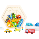 Drevené 3D puzzle vozidlá 18.5 x 16.5 cm Kreatívna vzdelávacia hračka pre deti Rozvoj inteligencie Rané učenie a skladanie 4