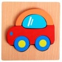 Dřevěné 3D vkládací puzzle pro děti Barevné dílky skládané do vyřezaného tvaru v desce Postupné skládání obrázku Rozměr 14,8 x 14,8 cm 4