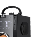 Dřevěný Bluetooth reproduktor 2.1 přenosný boombox subwoofer s displejem hodin FM rádiem a TF 21 x 13,3 x 15,8 cm Bluetooth 5.0 Černý 3