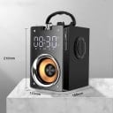 Dřevěný Bluetooth reproduktor 2.1 přenosný boombox subwoofer s displejem hodin FM rádiem a TF 21 x 13,3 x 15,8 cm Bluetooth 5.0 Černý 4
