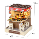 Drevený domček pre bábiky 11,5 x 9 x 9 cm miniatúrne DIY stavebnice 3D puzzle s nábytkom a krytom na prach Ručný model 4