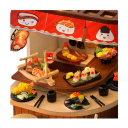 Drevený domček pre bábiky 11,5 x 9 x 9 cm miniatúrne DIY stavebnice 3D puzzle s nábytkom a krytom na prach Ručný model 5