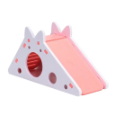 Drevený domček pre hlodavce 18,7 x 7 x 9,7 cm Biely domček so šmykľavkou a 4,5 cm vstupom Úkryt pre škrečky, myši a drobné hlodavce 4