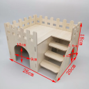 Dřevěný domeček pro křečky 26 x 20 x 18 cm Domek se schody Přírodní dřevo Úkryt a prolézačka do klece pro drobné hlodavce 2