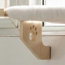 Drevený pelíšok pre mačky na okenný parapet a rám postele 50 x 38 cm Mäkky plyšový poťah Nastaviteľné držiaky Biele lehátko pre mačku 9