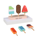 Dřevěný pult se zmrzlinou 6 kusů Montessori hračka na jídlo Stojan s nanuky Kuchyňská vzdělávací sada pro děti Batolata různé druhy 5