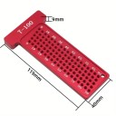Dřevoobráběcí rýsovací pravítko T-100 mm metrické hliníkové měřidlo 119 × 40 mm červené s T otvory pro přesné značení dřeva 2