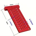 Dřevoobráběcí rýsovací pravítko T-2.5IN palcové hliníkové měřidlo 80 × 43 mm červené s T otvory pro přesné značení dřeva 2