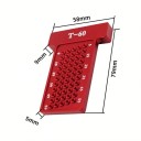 Dřevoobráběcí rýsovací pravítko T-60 mm metrické hliníkové měřidlo 79 × 58 mm červené s T otvory pro přesné značení dřeva 2