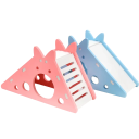 Drewniany domek dla gryzoni 18,7 x 7 x 9,7 cm z otworem 4,5 cm Mini domek ze zjeżdżalnią dla chomików, myszy, świnek morskich, naturalny 1