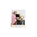 Drewniany domek dla lalek 11,5 x 9 x 9 cm DIY Kit Mini Puzzle 3D z meblami i pokrywą Ręcznie robiony prezent dekoracyjny dla dzieci 2