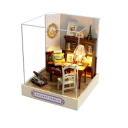 Drewniany domek dla lalek 11,5 x 9 x 9 cm DIY Zestaw do samodzielnego montażu Miniaturowa układanka 3D z meblami i pokrywą Ręcznie składany prezent dla dzieci i dorosłych 1