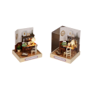 Drewniany domek dla lalek 11,5 x 9 x 9 cm DIY Zestaw do samodzielnego montażu Miniaturowa układanka 3D z meblami i pokrywą Ręcznie składany prezent dla dzieci i dorosłych 3