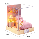 Drewniany domek dla lalek 11,5 x 9 x 9 cm Miniaturowy zestaw DIY z meblami i pokrowcem Puzzle 3D Ręcznie robiony miniaturowy prezent dekoracyjny 3