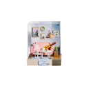 Drewniany domek dla lalek 11,5 x 9 x 9 cm Miniaturowy zestaw DIY z pokrowcem na meble Puzzle 3D Ręcznie robiony miniaturowy prezent dekoracyjny 4