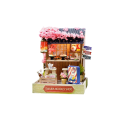 Drewniany domek dla lalek 11,5 x 9 x 9 cm Miniaturowy zestaw DIY z pokrowcem przeciwkurzowym na meble Puzzle 3D Model składany ręcznie 6
