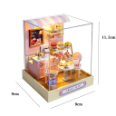 Drewniany domek dla lalek 11,5 x 9 x 9 cm Zestaw DIY z meblami i pokrowcem Puzzle 3D Miniatura Model składany ręcznie Prezent 3