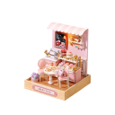 Drewniany domek dla lalek 11,5 x 9 x 9 cm Zestaw DIY z meblami i pokrowcem Puzzle 3D Miniatura Model składany ręcznie Prezent 7