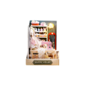 Drewniany domek dla lalek 11,5 x 9 x 9 cm Zestaw do samodzielnego złożenia z meblami i pokrowcem Puzzle 3D Miniatura składana ręcznie 2