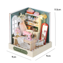 Drewniany domek dla lalek 11,5 x 9 x 9 cm Zestaw do samodzielnego złożenia z meblami i pokrowcem Puzzle 3D Miniatura składana ręcznie 5