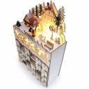 Drewniany kalendarz adwentowy z oświetleniem LED Zimowa wioska z Mikołajem 24 szuflady 22,5 x 10,5 x 35,5 cm Naturalne drewno Dekoracja świąteczna 2