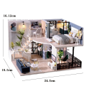 Drewniany mini domek dla lalek 24,5 x 19,5 x 16,1 cm Zestaw 3D z meblami Ręcznie wykonany Dekoracja na okładkę Prezent dla dzieci i dorosłych 4