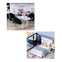 Drewniany mini domek dla lalek 24,5 x 19,5 x 16,1 cm Zestaw 3D z meblami Ręcznie wykonany Dekoracja na okładkę Prezent dla dzieci i dorosłych 5