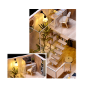 Drewniany mini domek dla lalek 24,5 x 19,5 x 16,1 cm Zestaw 3D z meblami Ręcznie wykonany Dekoracja na okładkę Prezent dla dzieci i dorosłych 6