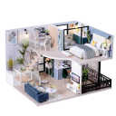 Drewniany mini domek dla lalek 24,5 x 19,5 x 16,1 cm Zestaw 3D z meblami Ręcznie wykonany Dekoracja na okładkę Prezent dla dzieci i dorosłych 7