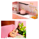 Drewniany mini domek dla lalek 24,5 x 20,5 x 15,5 cm Zestaw 3D do samodzielnego złożenia z meblami Ręcznie robiony Kreatywny prezent dla dzieci 3