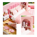 Drewniany mini domek dla lalek 24,5 x 20,5 x 15,5 cm Zestaw 3D do samodzielnego złożenia z meblami Ręcznie robiony Kreatywny prezent dla dzieci 5