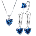 Drie-delige romantische set van zilver 925 Hartmotief Oorbellen Ring Ketting Dames geschenkset sieraden 9